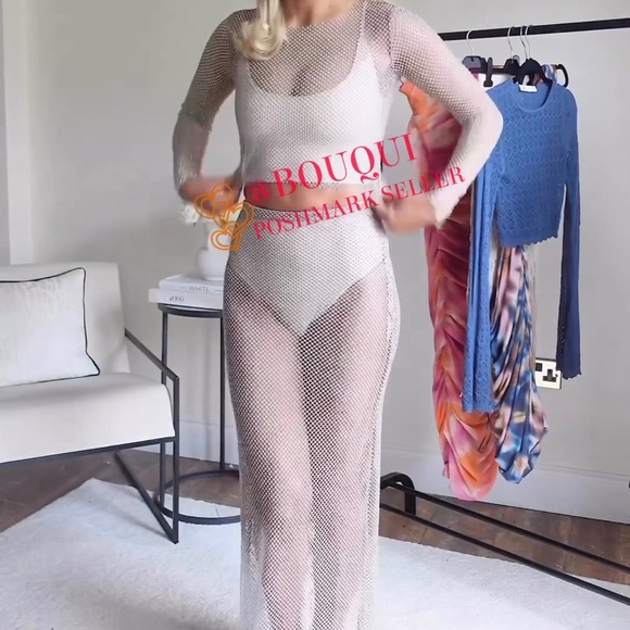 BLOGGERS FAV ZARA SHIMMERY RHINESTONE MESH CROP TOP - Picture 8 of 10